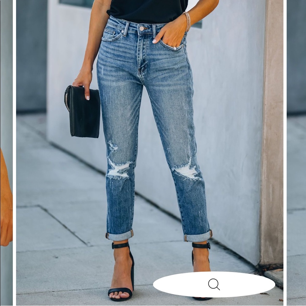 Jodie High Rise Distressed Girlfriend Jeans